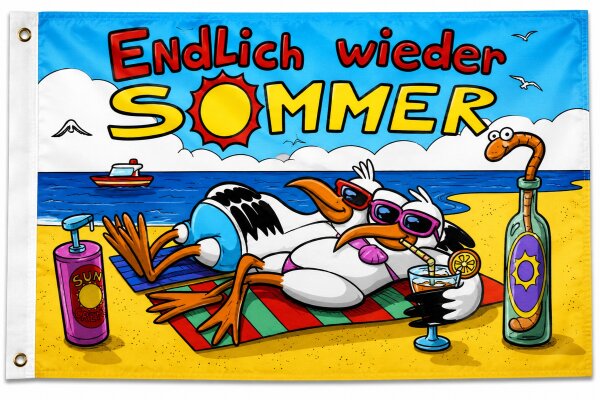 Flagge ENDLICH WIEDER SOMMER 90 x 150 cm