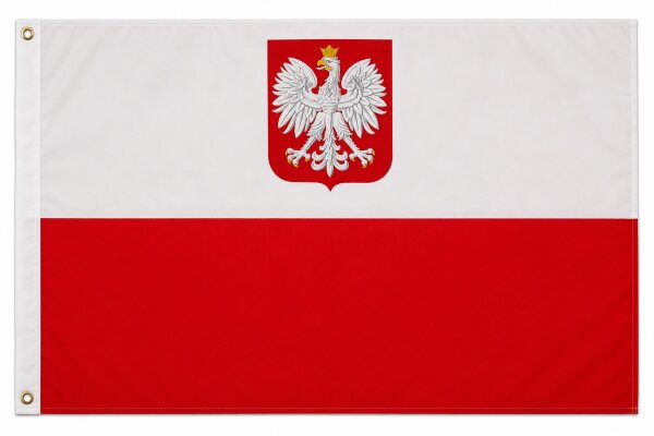 Polen Flagge mit Wappen