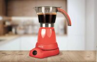 Jocca elektrische Espresso Kaffeemaschine in rot  auf der Küchenzeile