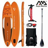Aqua Marina All-Around SUP Board 330x81cm Reißverschlussrucksack Double Action-Pumpe LIQUID AIR Paddel Einschub-Mittelfinne Sicherheitsleine Orange