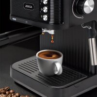Jocca Espressomaschine Schwarz 850W – 20 Bar Druck, 1,8L Tank, Milchaufschäumer, Edelstahl