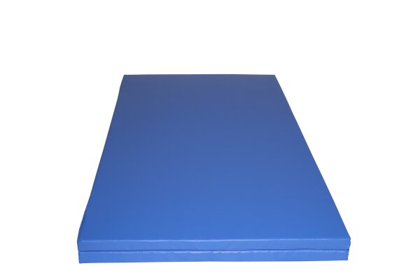 Faltmatte für Schulen und Sportzentren in blauer Farbe, zusammengeklappt, für vielseitige Anwendungen in Bildungs- und Sporteinrichtungen.