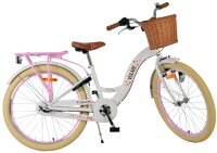 Volare Blossom Kinderfahrrad für Mädchen - 24 Zoll in Weiß mit 3 Gängen