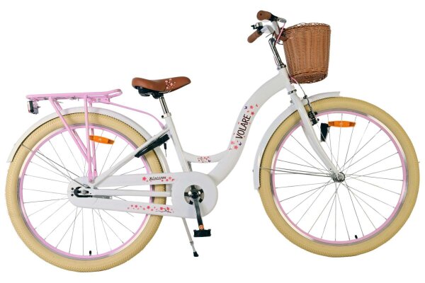 Volare Blossom Kinderfahrrad für Mädchen - 26 Zoll in Weiß mit Sicherheitsmerkmalen