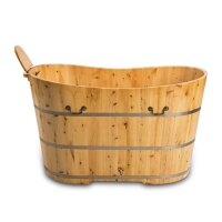 Freistehende Holzbadewanne aus Zeder für...
