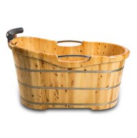 Freistehende Holzbadewanne aus Zeder für...