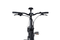 Frontalansicht des Urtopia Carbon 1 mit integriertem LED-Scheinwerfer, Lenker und Vorderreifen.