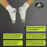Highlights der Athletech 6 Paar Sportsocken für Kinder 2-3 Jahre bis Gr. 28 hoher Bund grau
