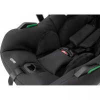Frontalansicht eines modernen Kinderautositzes in Grau.