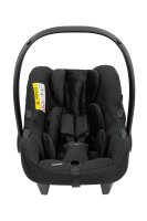 Draufsicht eines modernen Kinderautositzes in Schwarz.