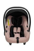 Frontalansicht eines modernen Kinderautositzes in Pink.