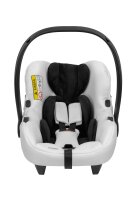 Draufsicht eines modernen Kinderautositzes in Weiß.