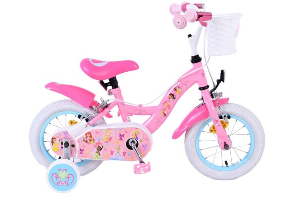 Volare Disney Princess Kinderfahrrad - Mädchen - 12 Zoll - Rosa - Zweihandbremsen