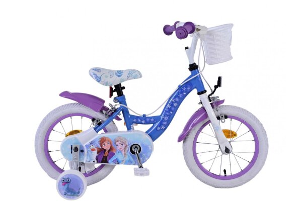 Volare Disney Frozen 2 Kinderfahrrad - Mädchen - 14 Zoll - Blau/Lila - Zweihandbremsen