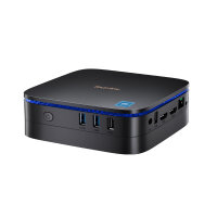 Blackview MP60 Mini PC – Frontalansicht mit blauer...