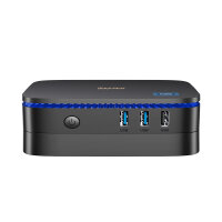 Blackview MP60 Mini PC – Frontansicht mit Power-Button und drei USB-Anschlüssen