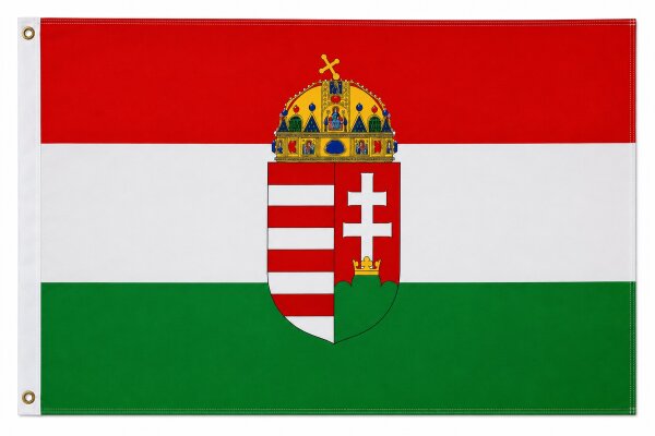 XXL Flagge Ungarn mit Wappen 250 x 150 cm Fahne mit 3 Ösen 100g/m² Stoffgewicht Mast