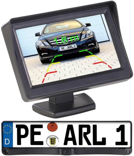 Lescars Rückfahrkamera PA-470 Monitor und Nummernschildhalter