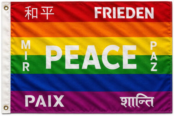 Flagge Peace 7 Sprachen 90 x 150 cm