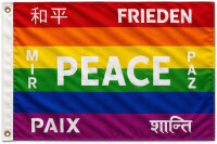 Flagge Peace 7 Sprachen 90 x 150 cm