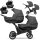 Zwillingskinderwagen-Set, Ansicht bestehend aus zwei 3-in-1 Kinderwagen in Graphit mit schwarzem Rahmen zwei Kinderautositzen.