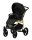 Kinderwagen in leicht schräger Frontansicht, sichtbar mit Sonnenverdeck, Sicherheitsbügel, Vier-Rad-Fahrgestell und geräumigem Unterkorb.