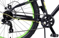 Schönes schwarzes Fahrrad mit gelben und grünen Akzenten
