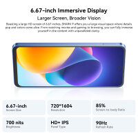 Blackview Shark 9 Black Smartphone – Abbildung des 6,67 Zoll Displays mit Aufloesung, Hz Refresh Rate und HD+IPS Panel