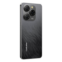 Blackview Shark 9 Smartphone in schwarz - leicht schräge Ansicht der Rueckseite mit 50MP Kamera von Links