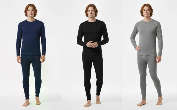Detailansicht: Gaubert Herren Thermo-Unterwäsche Set in Grau – weiches, elastisches Material und präzise Verarbeitung