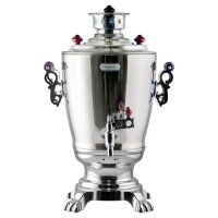 Elektrischer Samowar 3,2?L mit Teekanne 0,9?L – Edelstahl Teekocher Wasserkocher russisch orientalisch für Teezeremonie Garten Camping