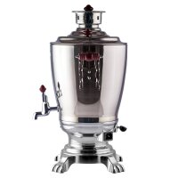 Elektrischer Samowar 3,2?L mit Teekanne 0,9?L – Edelstahl Teekocher Wasserkocher russisch orientalisch für Teezeremonie Garten Camping