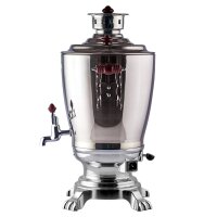 Elektrischer Samowar 3,2?L mit Teekanne 0,9?L – Edelstahl Teekocher Wasserkocher russisch orientalisch für Teezeremonie Garten Camping