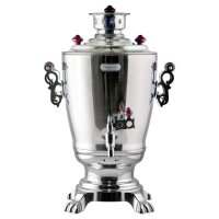 Elektrischer Samowar 3,2?L mit Teekanne 0,9?L – Edelstahl Teekocher Wasserkocher russisch orientalisch für Teezeremonie Garten Camping