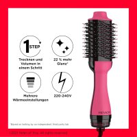 Revlon Salon One-Step Haartrockner & Volumiser – Pink Edition, Ionen- & Keramiktechnologie, 2-in-1 Stylingbürste für Glanz & Volumen