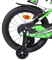 Volare Sportivo Kinderfahrrad - Jungen - 16 Zoll - Grün Schwarz - Zwei Handbremsen