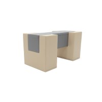 Modularer Tisch in Beige mit grauer Ablagefläche