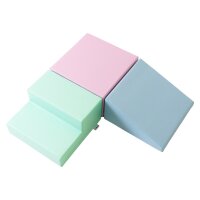 Bunte Schaumstoffbausteine in Pink, Grün und Blau...