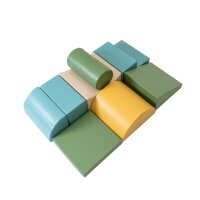 Bunte Schaumstoffbausteine in verschiedenen Formen und Farben für Kinder