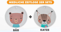 fenchi’s AUSTRIA Aufbewahrungsboxen 2er Set – 33x33x33 cm – Kallax kompatibel – stabile Faltboxen für Kinderzimmer (Bär & Katze)