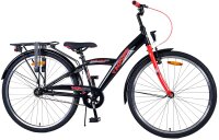 Fahrrad mit Handbremse, Rücktrittbremse und batteriebetriebenen Lichtern.