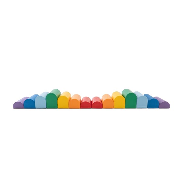 Bunte Schaumstoffbausteine in geschwungener Form für kreatives Spielen