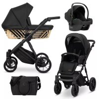Kunert Ivento Glam 3in1 Öko-Leder Kinderwagen mit goldenem Rahmen