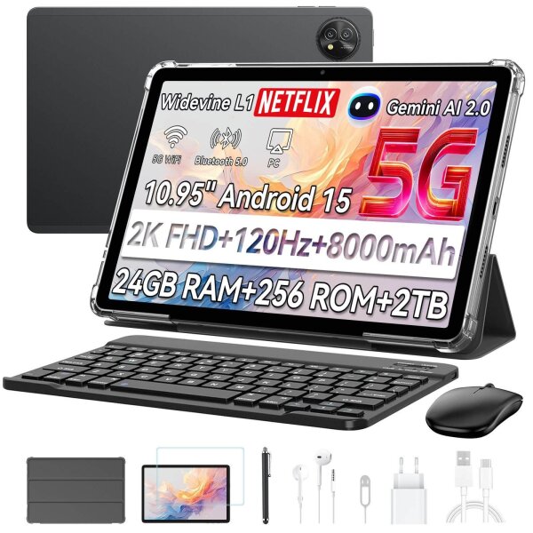 Blackview Zeno 10 8/256GB 11" FHD+ Tablet Android 15 5G WiFi 5 8800mAh Quad-Lautsprecher Stylus