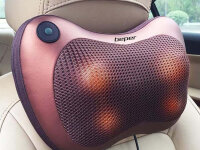 Beper 40.501 Massage-Kissen für Nacken, Rücken & Beine – Heim- & Auto-Massagegerät mit 4 Massageknoten und Wärmefunktion