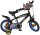 Schwarzes Kinderfahrrad mit Batman-Motiv und blauem Reifen