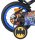Buntes Kinderfahrrad mit Batman-Motiv und Stützrädern in Blau und Schwarz