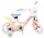 Kinderfahrrad in Pink mit bunten Blumenmotiven und Korb vorne