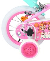 Kinderfahrrad mit pinken Reifen und niedlichem Motiv auf...