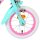 Vorderreifen eines Kinderfahrrads in Türkis und Pink mit reflektierendem Element
